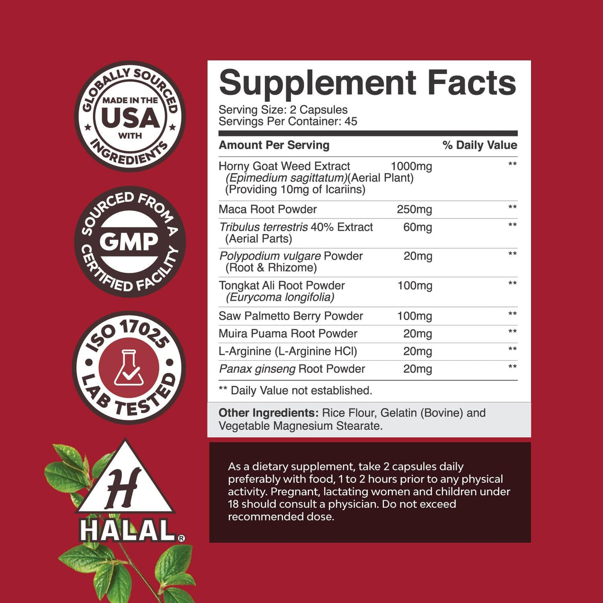 Suplemento de hierba de cabra cachonda de 1000 mg 90 unidad