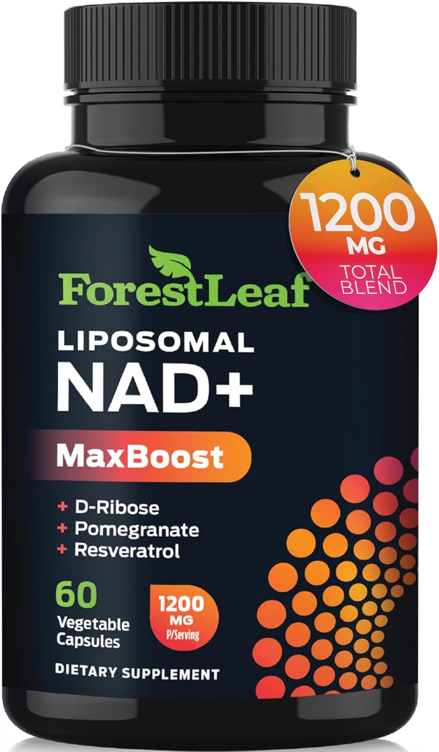 Suplemento de NAD+, MaxBoost, Antienvejecimiento, 60 Caps