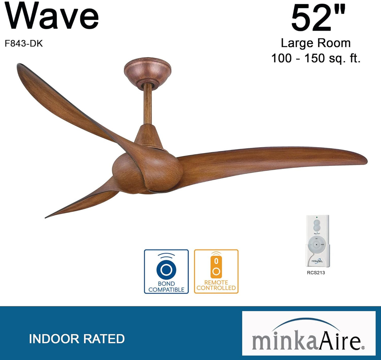 Ventilador con control remoto, Blanco F843-DK MINKA-AIRE