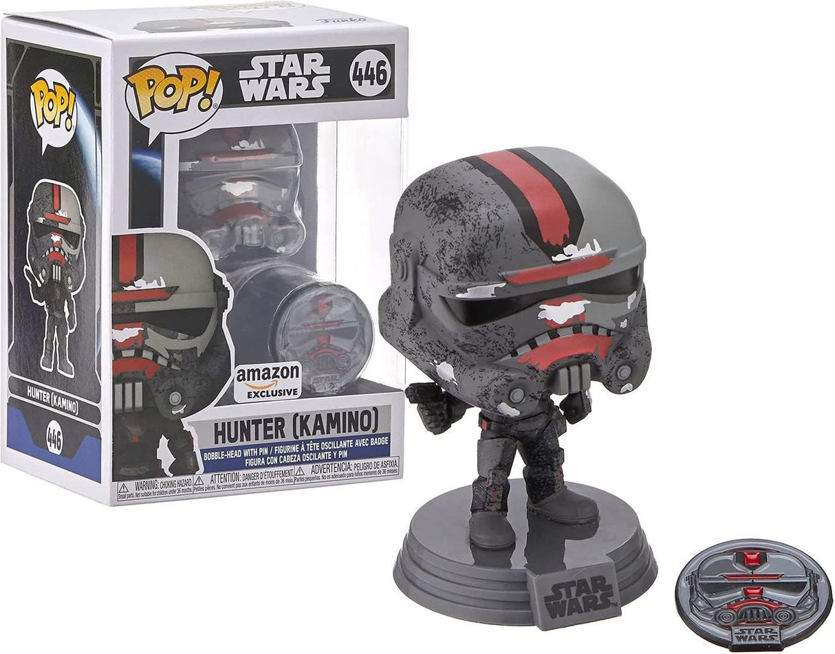Funko Pop! Star Wars Hunter con Pin, Exclusivo de Amazon