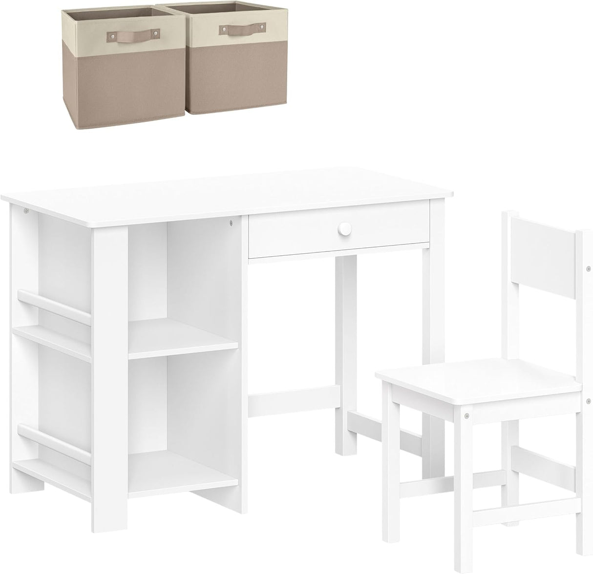 Escritorio y silla para niños con estantes y cubículos