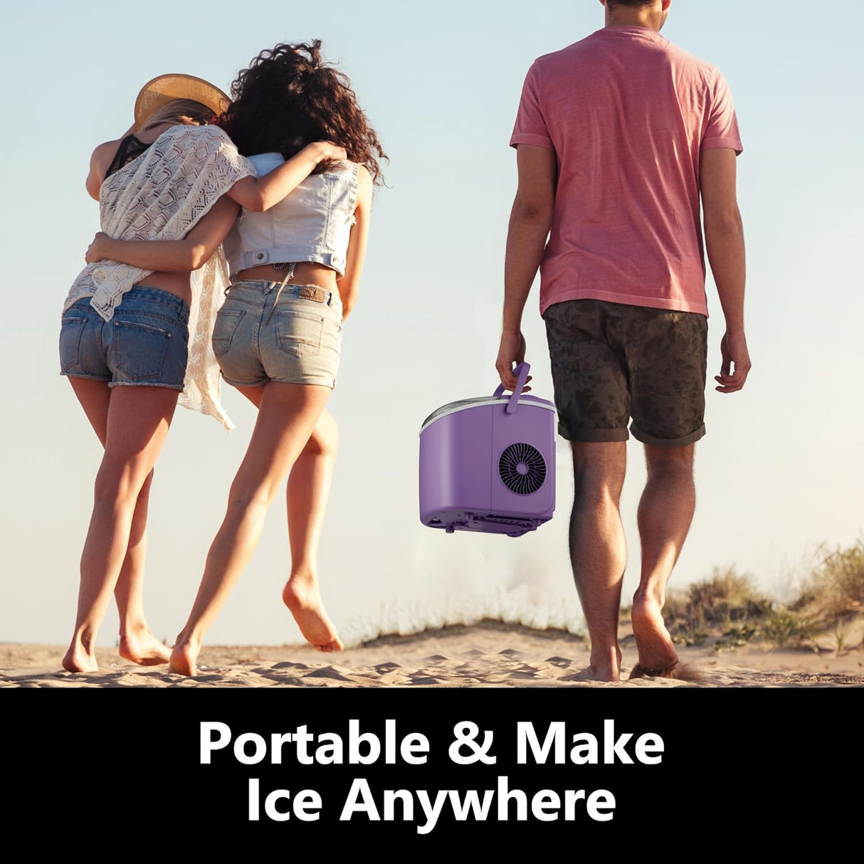 Máquina de Hielo EUHOMY 26lbs/día, 9 cubos en 6 mins, portátil