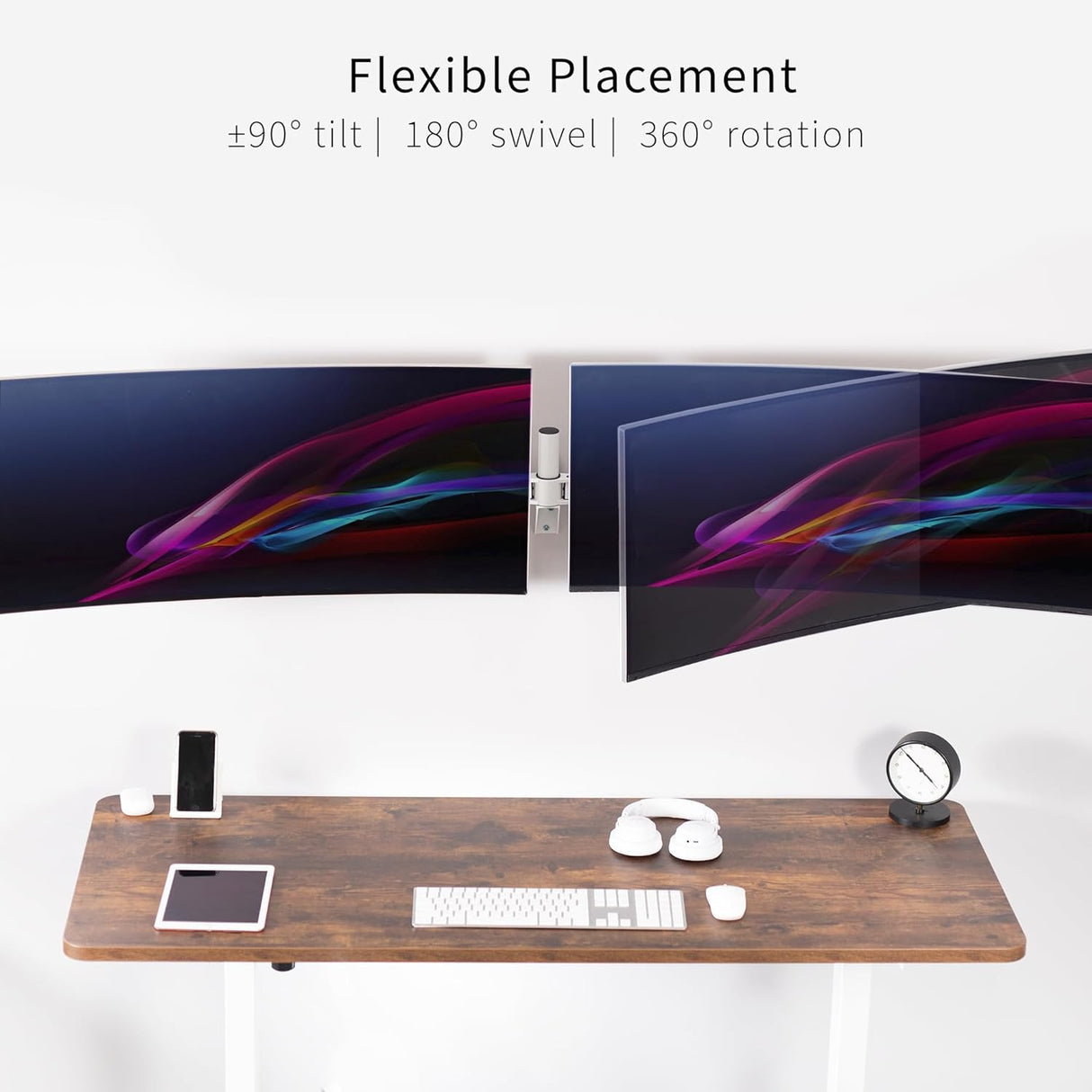 Soporte de Monitor Doble VIVO, Pared, Brazo Telescópico, MOUNT-TS38W