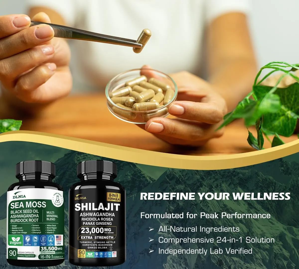 Suplemento Vitalidad: Shilajit y Sea Moss, 9000mg, 17500mg