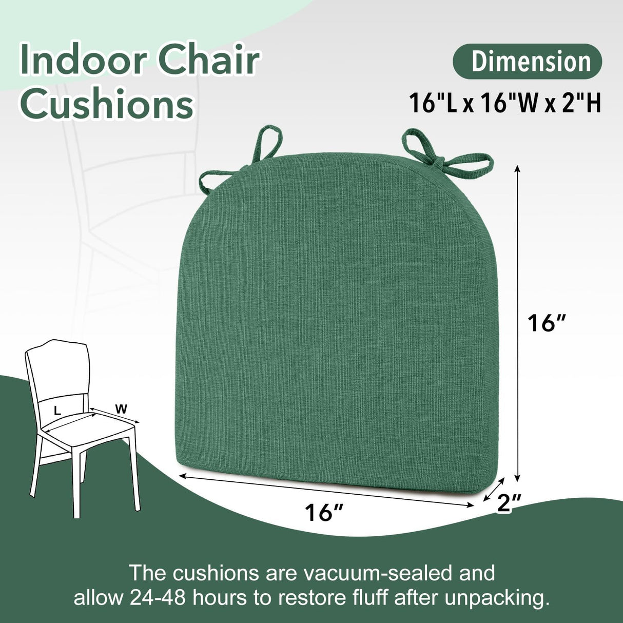 Cojines para Sillas de Comedor Downluxe, Espuma Memoria, 4 Pzas