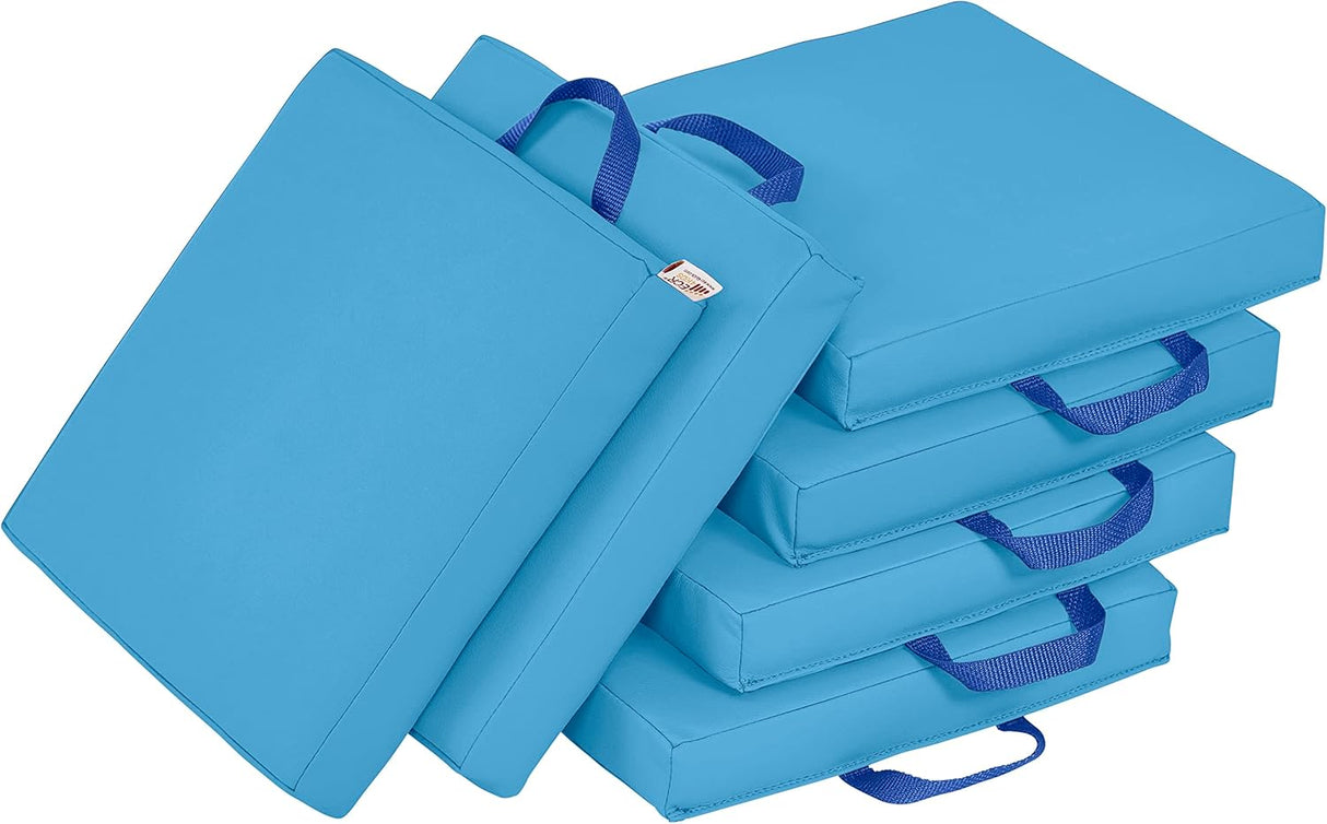 ECR4Kids SoftZone - Cojines de suelo, cuadrados, asientos flexibles, color azul francés, 6 piezas