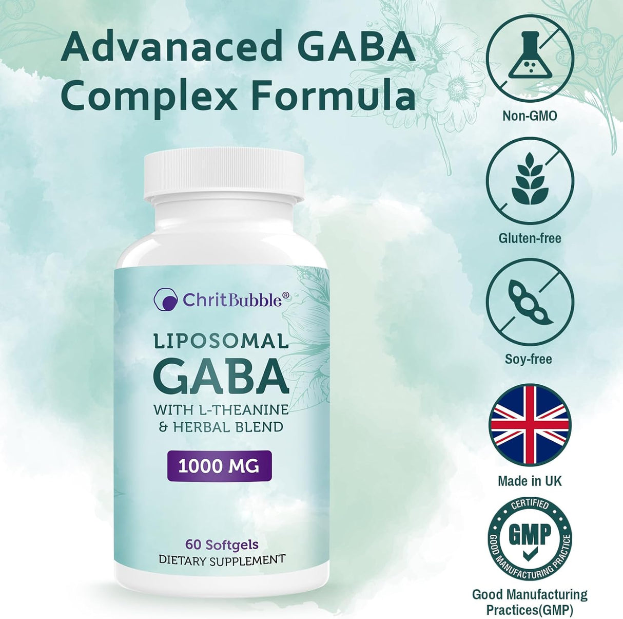 Suplementos liposomales GABA de 1000 mg con L-teanina