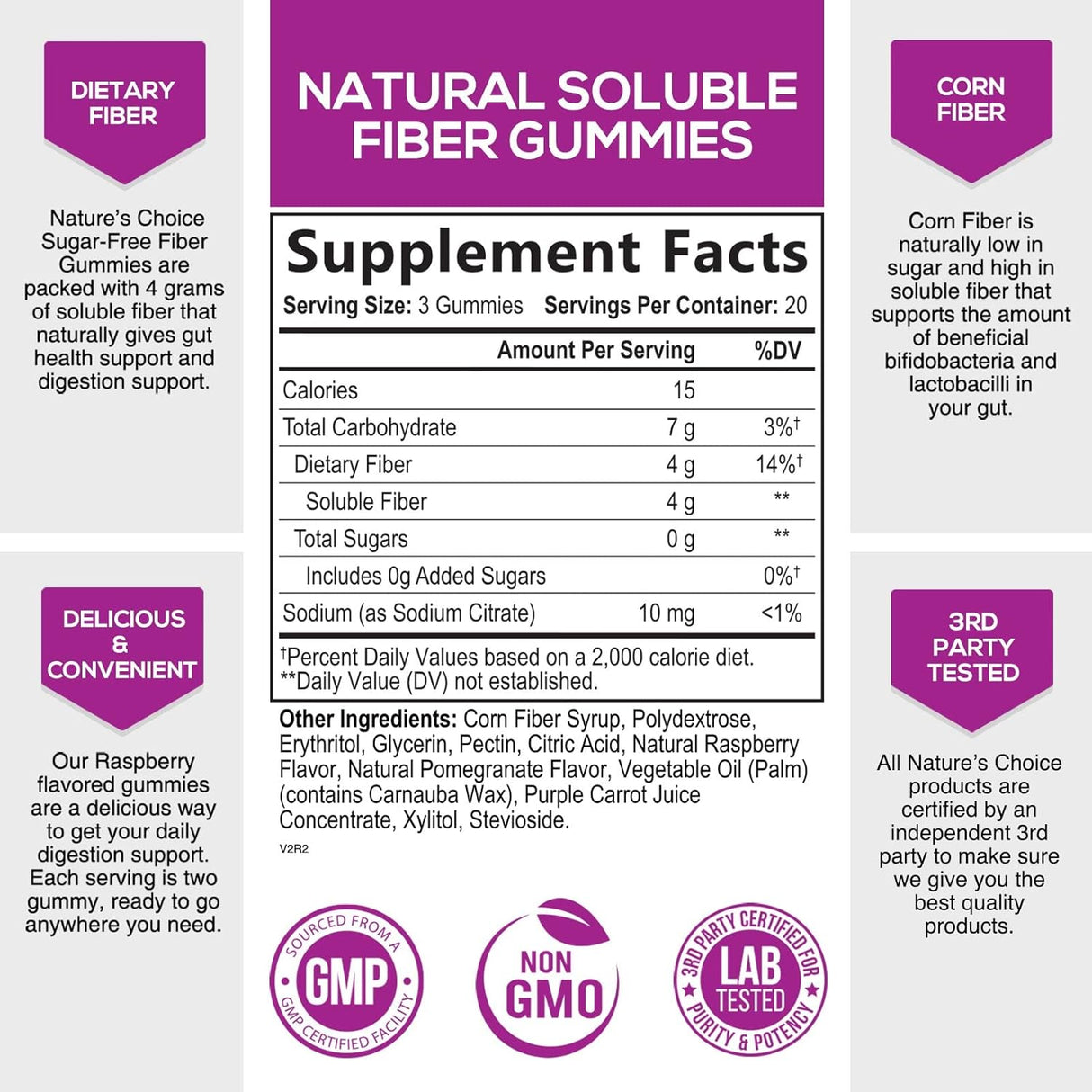 Suplemento diario de fibra prebiótica y apoyo para la salud