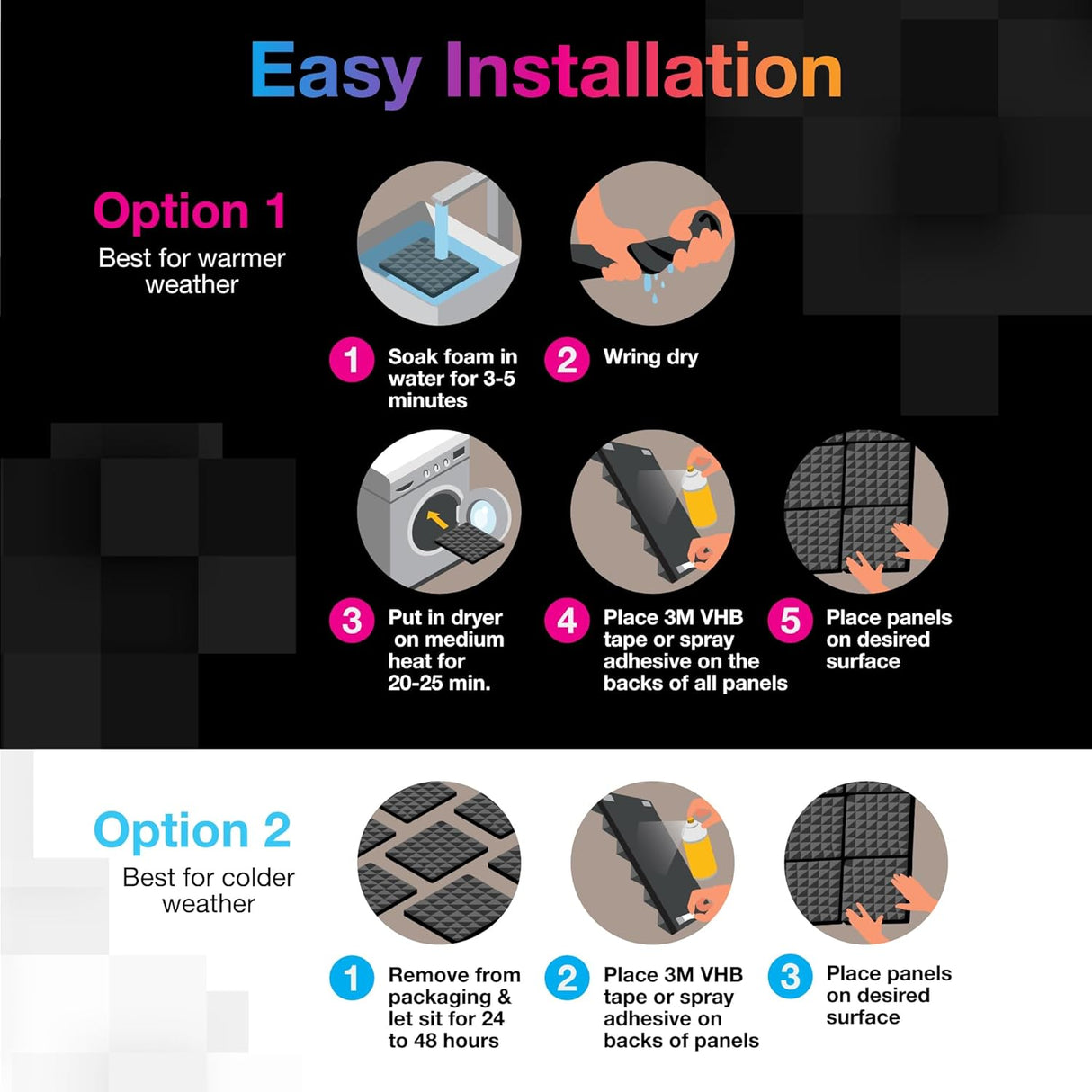 Paneles Acústicos Fstop Labs 1 x 12 x 12 Adhesivos Wedge
