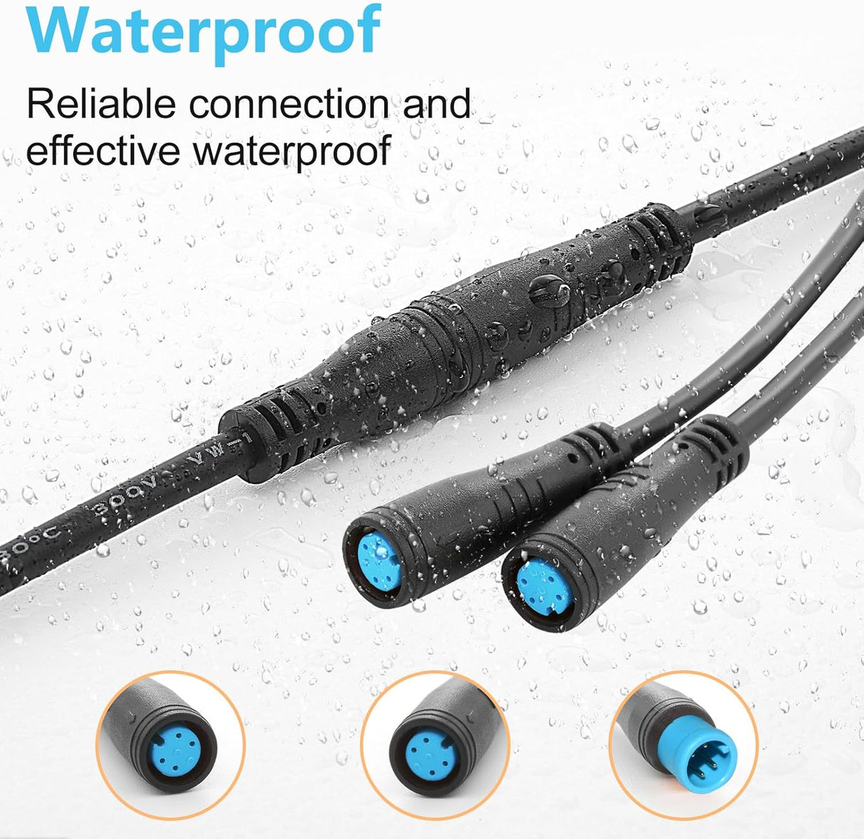 Cable Y-Split para Bicicleta Eléctrica 1T2, Waterproof, Ebike
