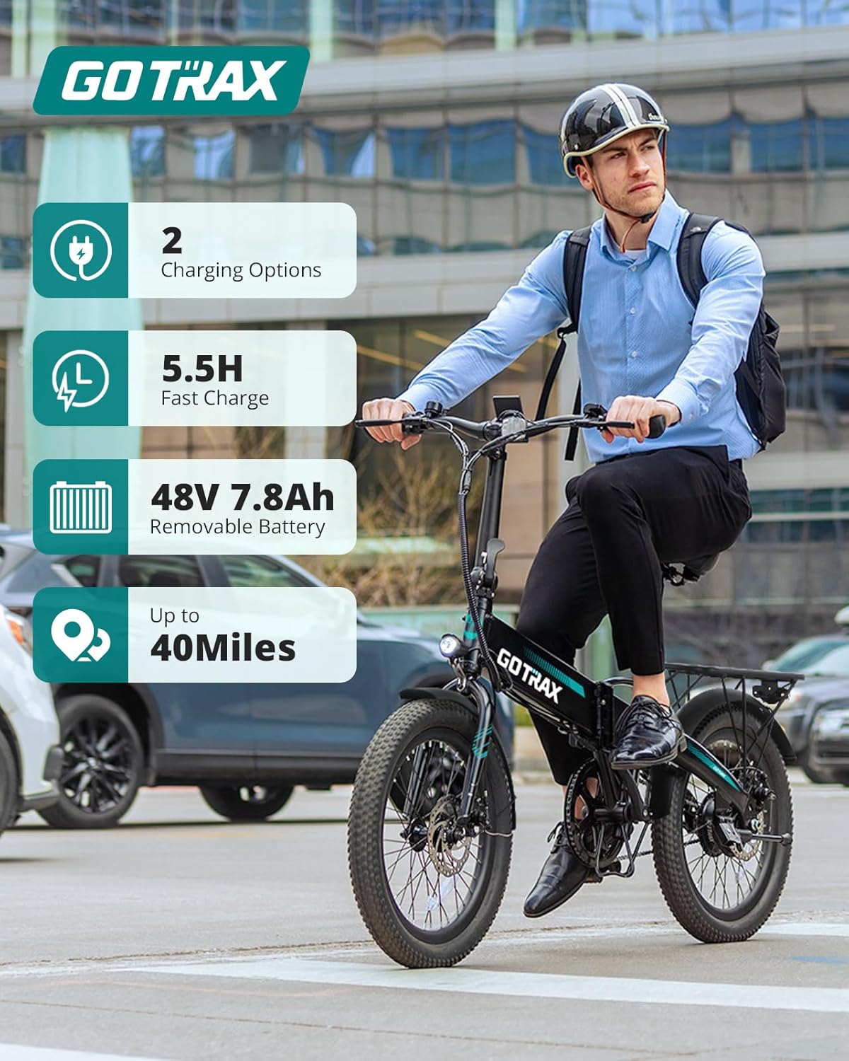 Bicicleta Eléctrica Plegable Gotrax 20 500W, 40 Miles, 5 Niveles