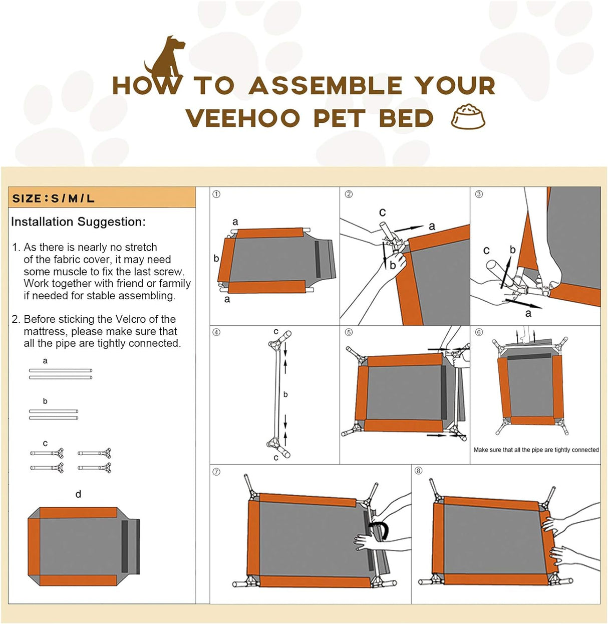Cama Elevada para Perros Veehoo, Portátil, Mesh Lavable, CWC1803-L