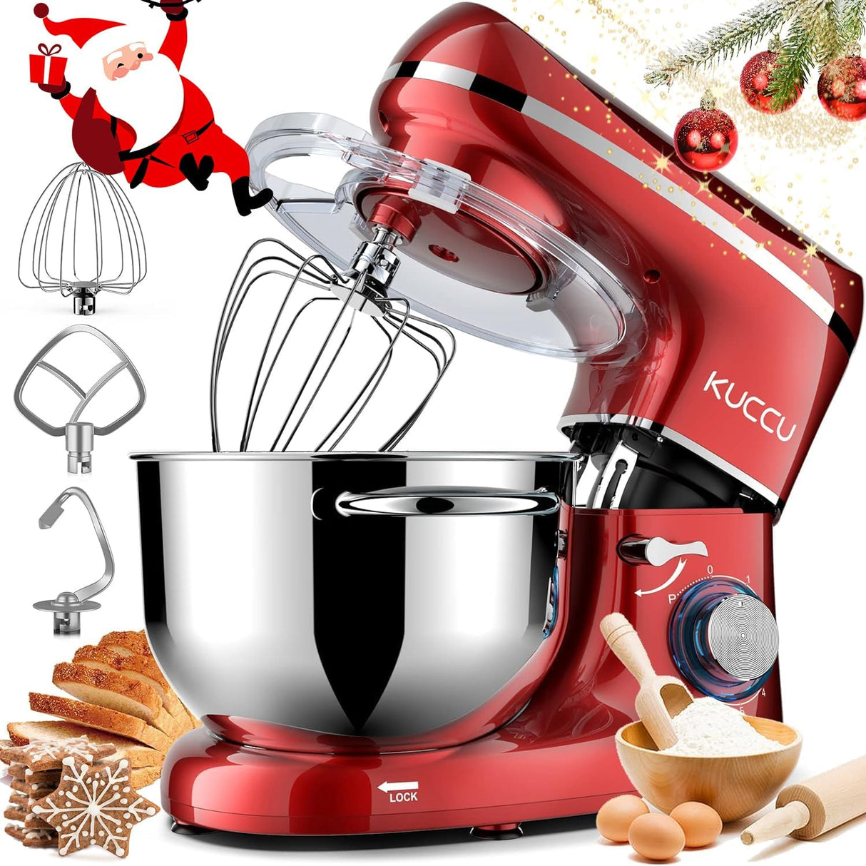 Batidora de Pie 6.5 Qt 660W 6 Velocidades, Stand Mixer 660W
