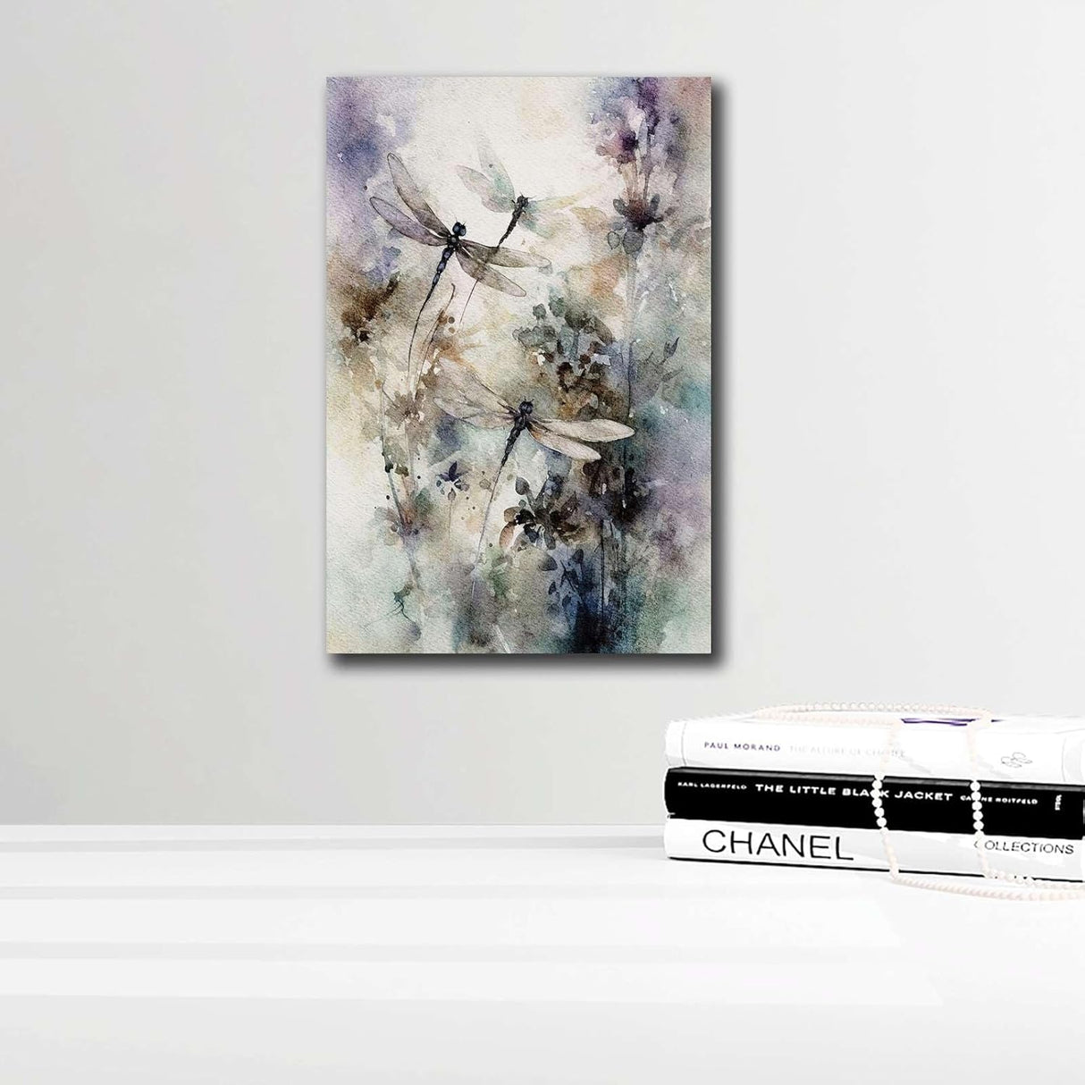 Póster lienzo libélula acuarela lavanda arte pared 16x24 sin marco