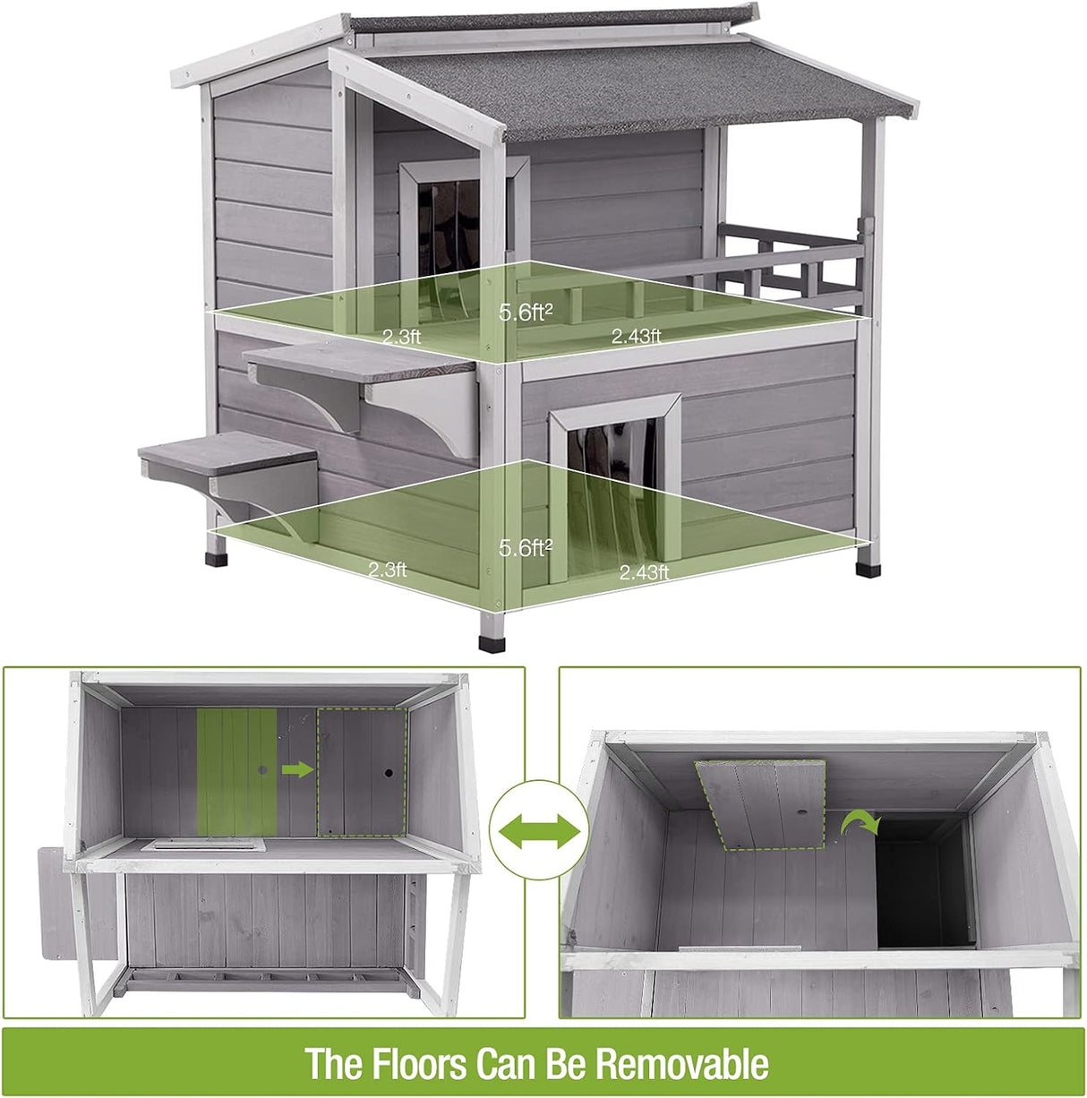 Casa para Gatos Feral, Wooden Kitty, Impermeable, Modelo Balcón