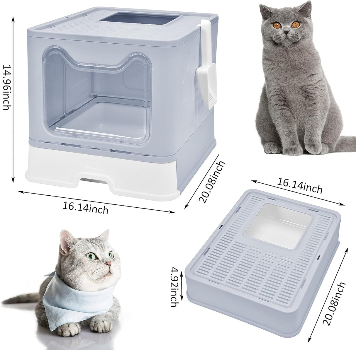 Caja de arena plegable para gatos con tapa Panghuhu88