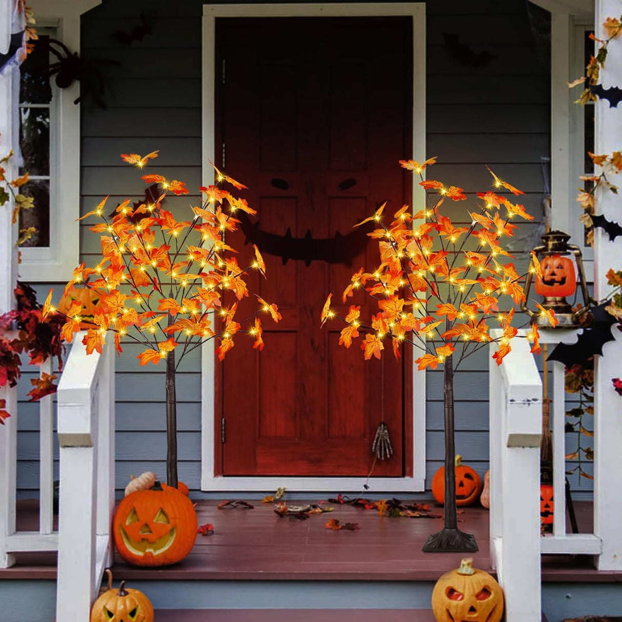 Árbol de Arce Artificial Iluminado 4FT, Decoraciones de Otoño