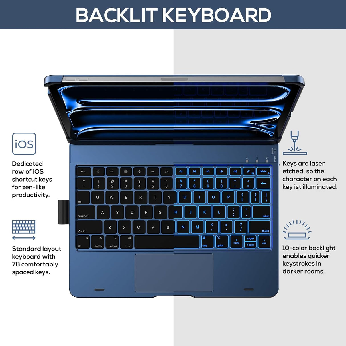 Funda Teclado Typecase para iPad Pro 11 M4, Retroiluminada