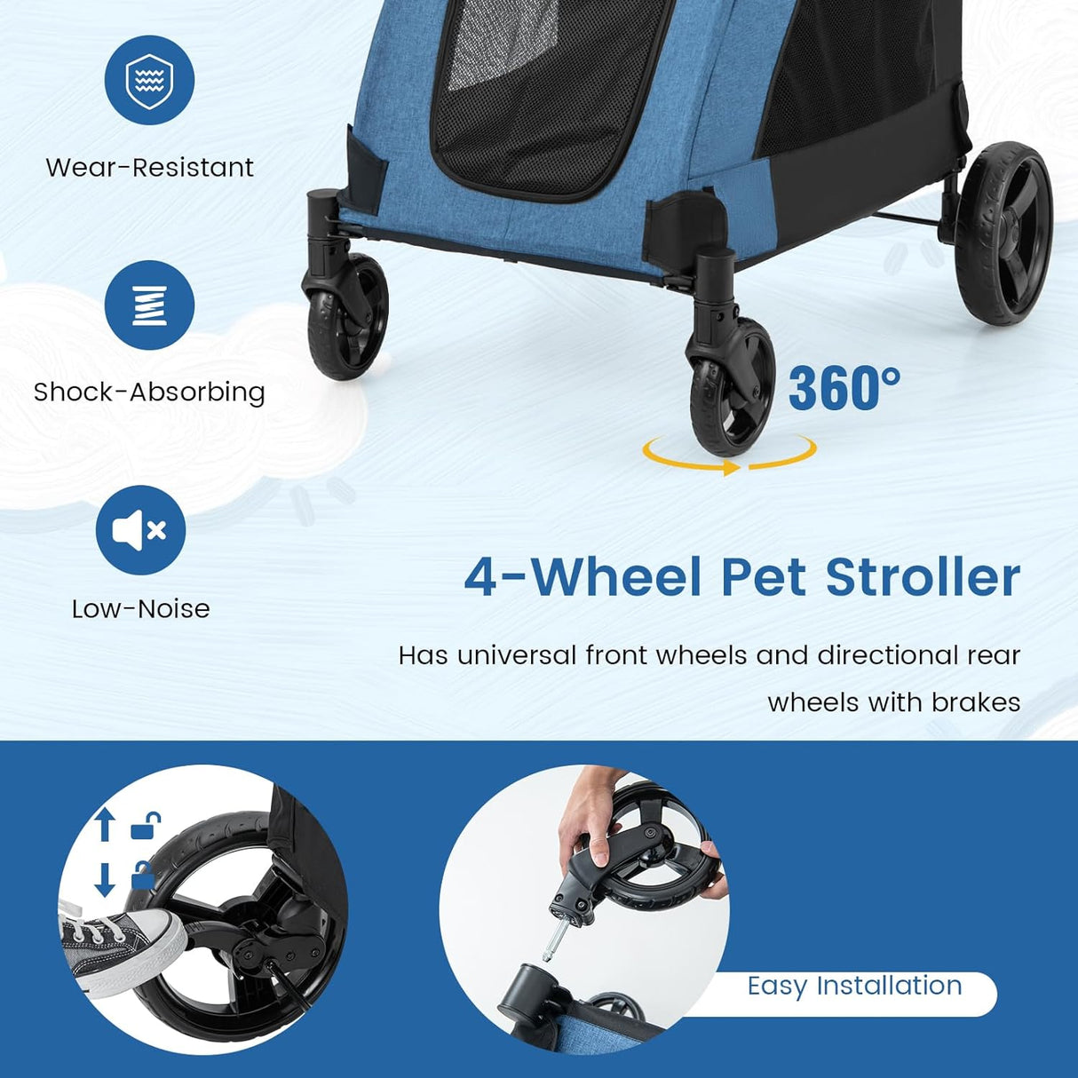 Carrito para Perros Grande Giantex - Plegable, 132 lbs, Ajustable