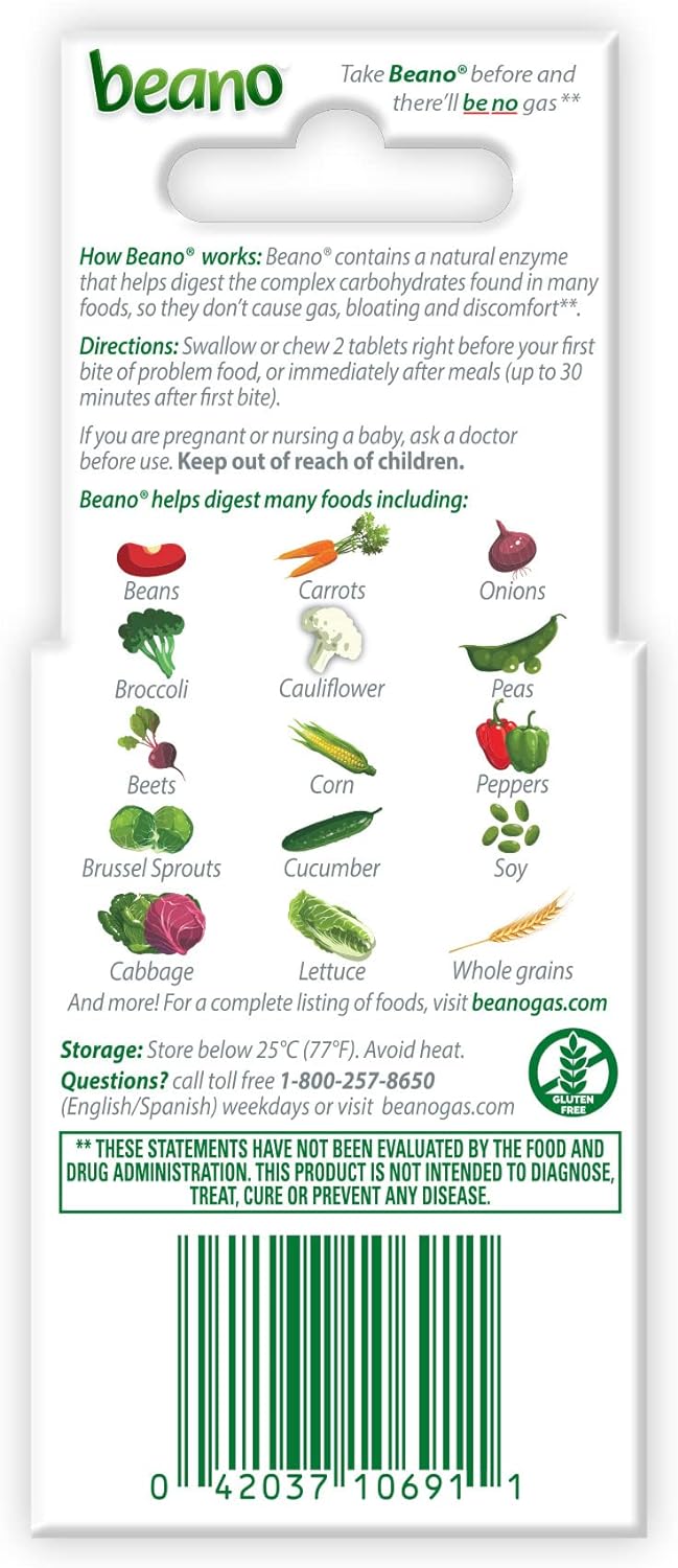 Prevención de Gases Suplemento Enzimático, 12 Tabletas