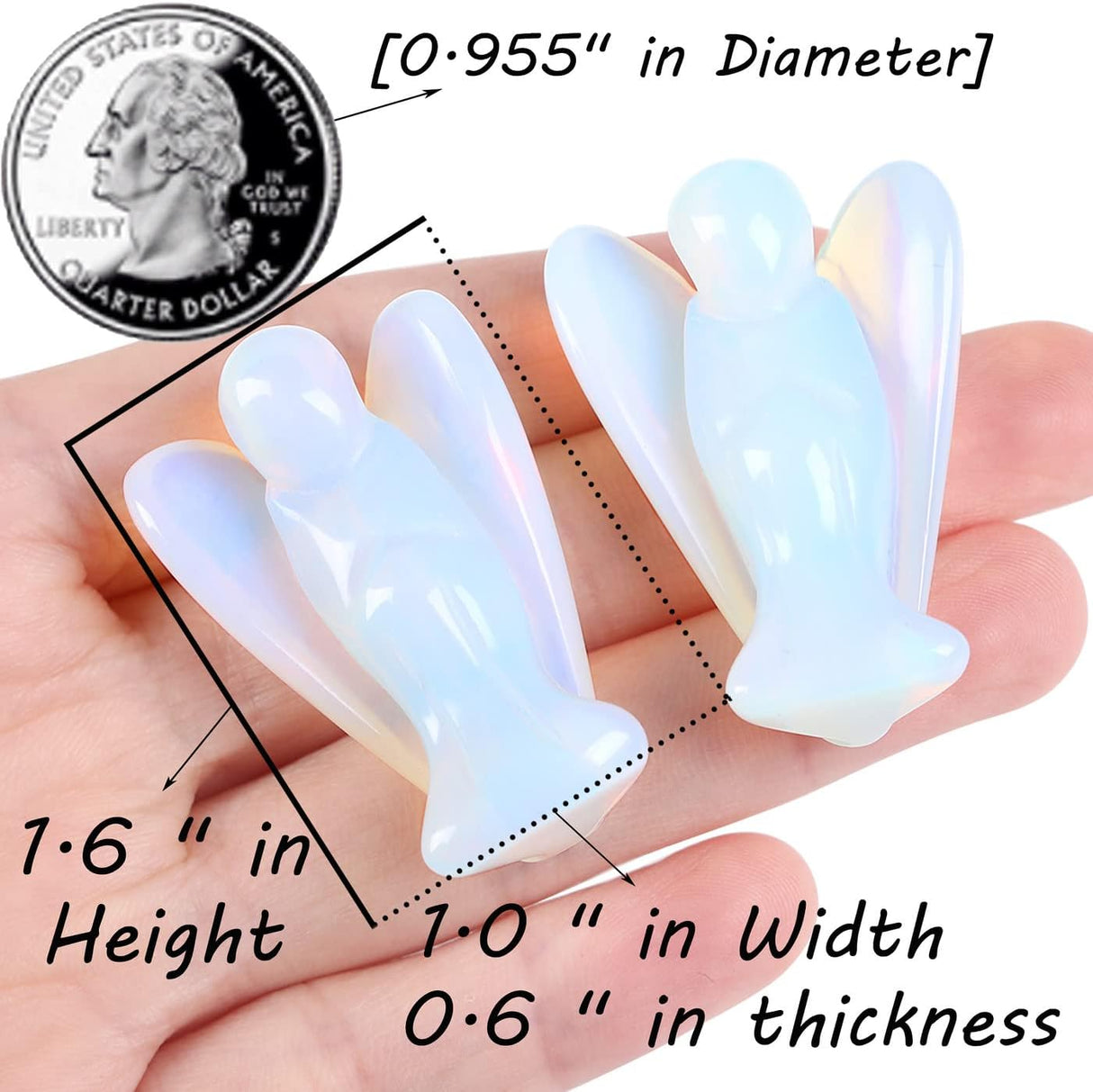 Opalita Ángel de piedra lunar con cristales tallados