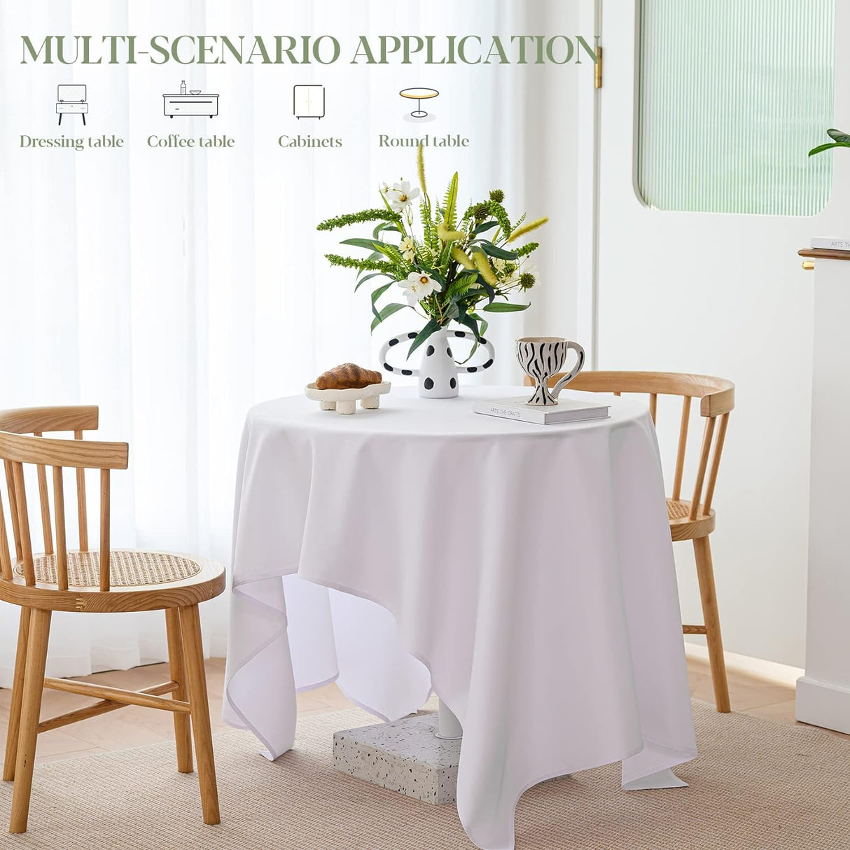 Mantel Antimanchas 60x60 Pulgadas para Mesa Cuadrada de 6 Pies