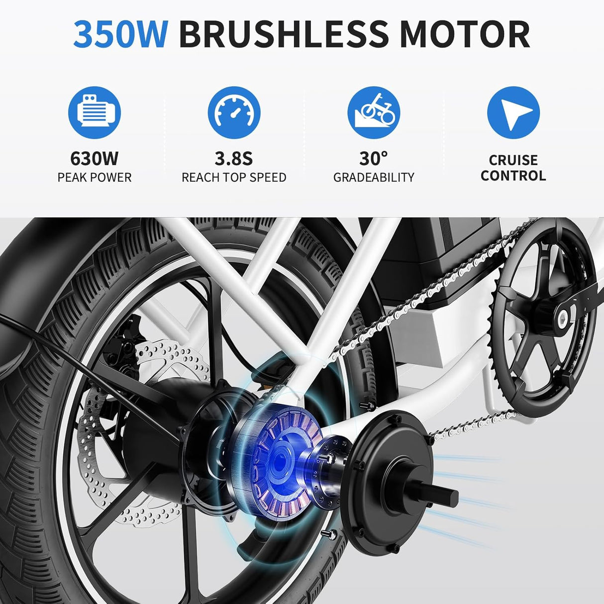 Bicicleta eléctrica WINDHORSE, 630w, 35 millas, plegable