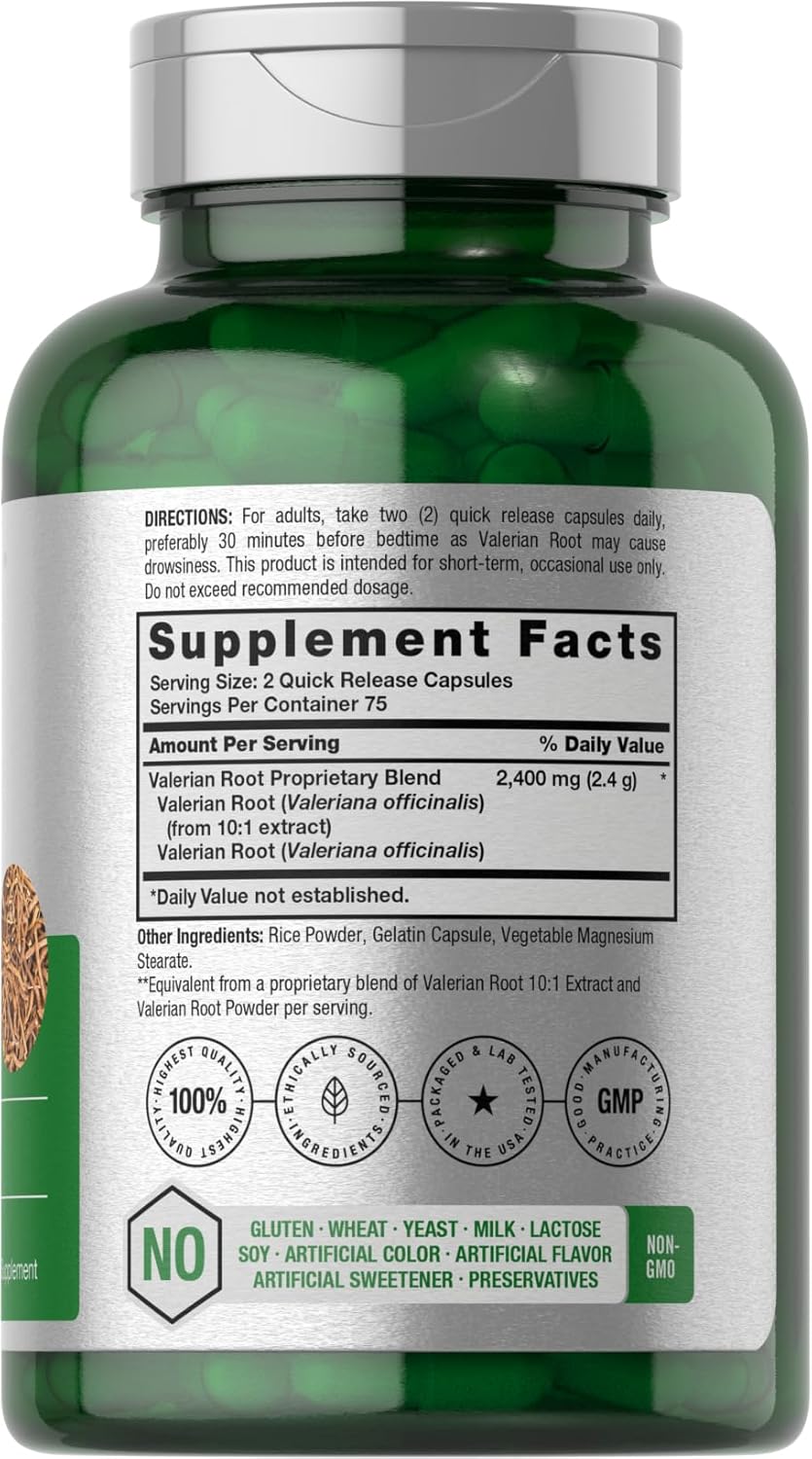 Suplemento Horbaach Cápsulas de raíz de valeriana 2400 mg