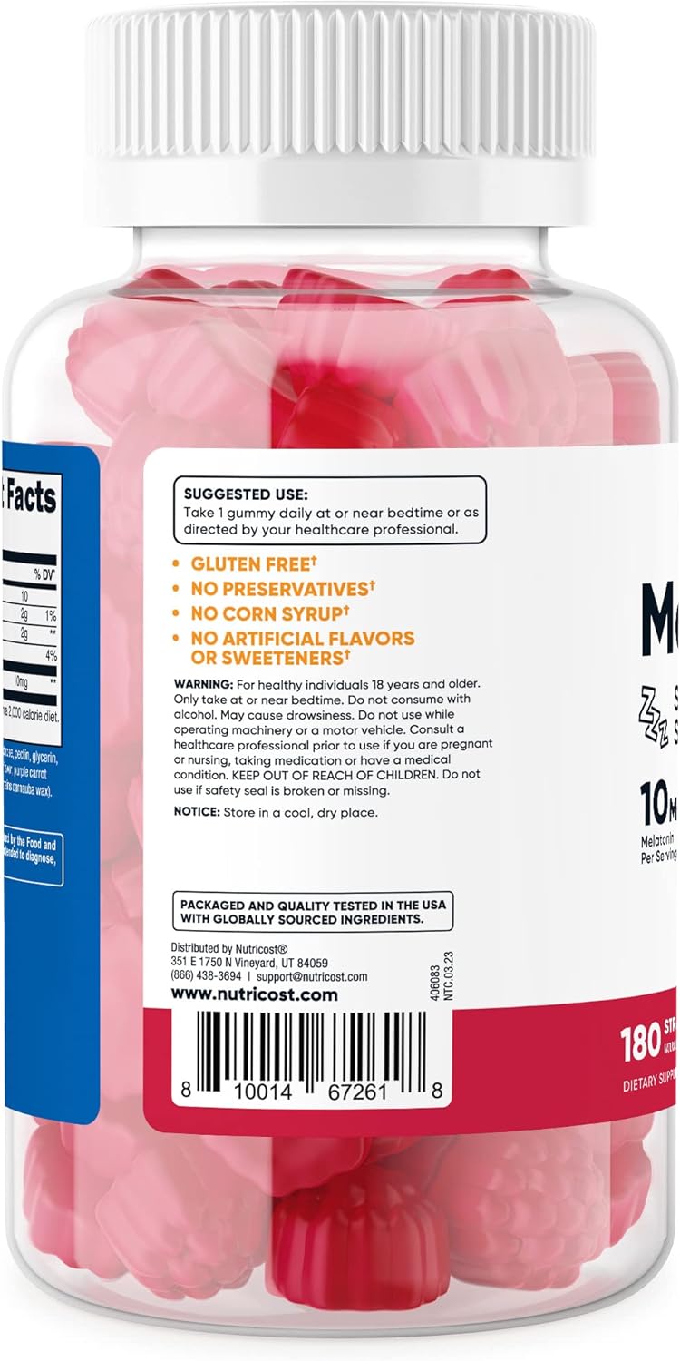 Nutricost Sleep 10 mg 180 gomitas 90 porc sabor a fresa