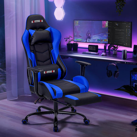 Silla Gamer ergonómica para escritorio, Azul ECOTOUGE
