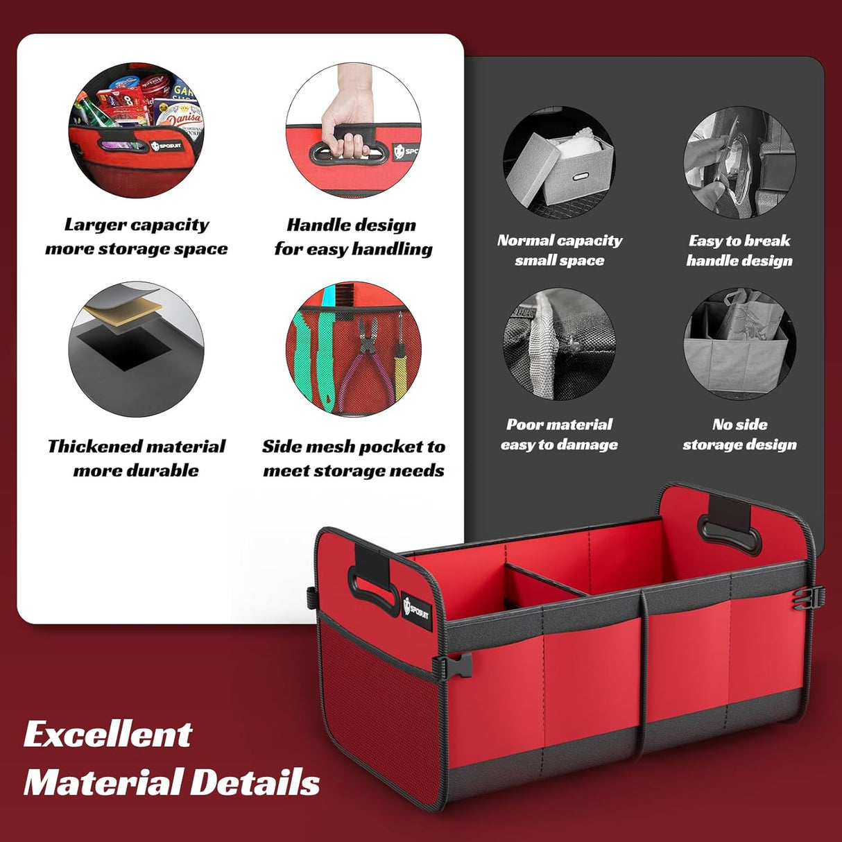 Organizador de Maletero Plegable - 11 Bolsillos y Asas Reforzadas