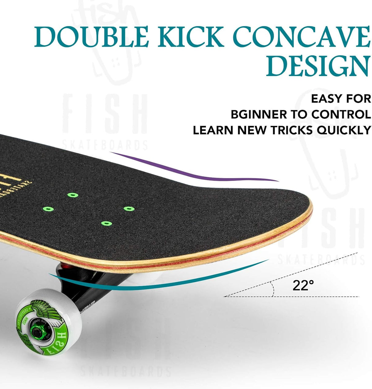 Patineta Completa 31''x8'', Madera de Arce, Doble Kick