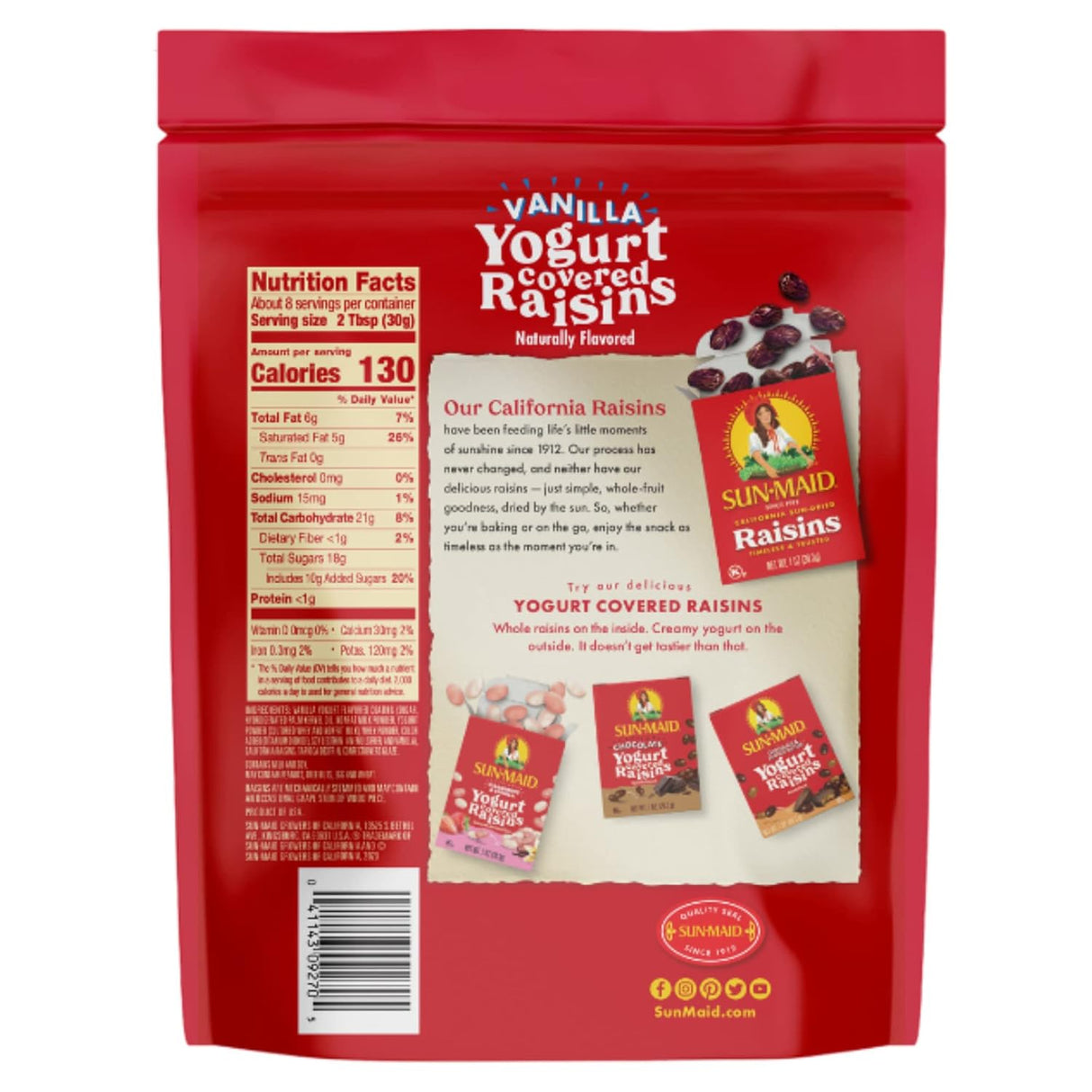 Raisinas Cubiertas de Yogur Sun-Maid - 12 Paquetes de 8 oz