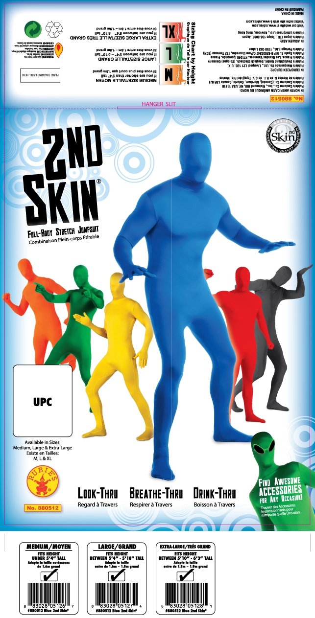 Skin Zentai Supersuit, azul, traje mediano