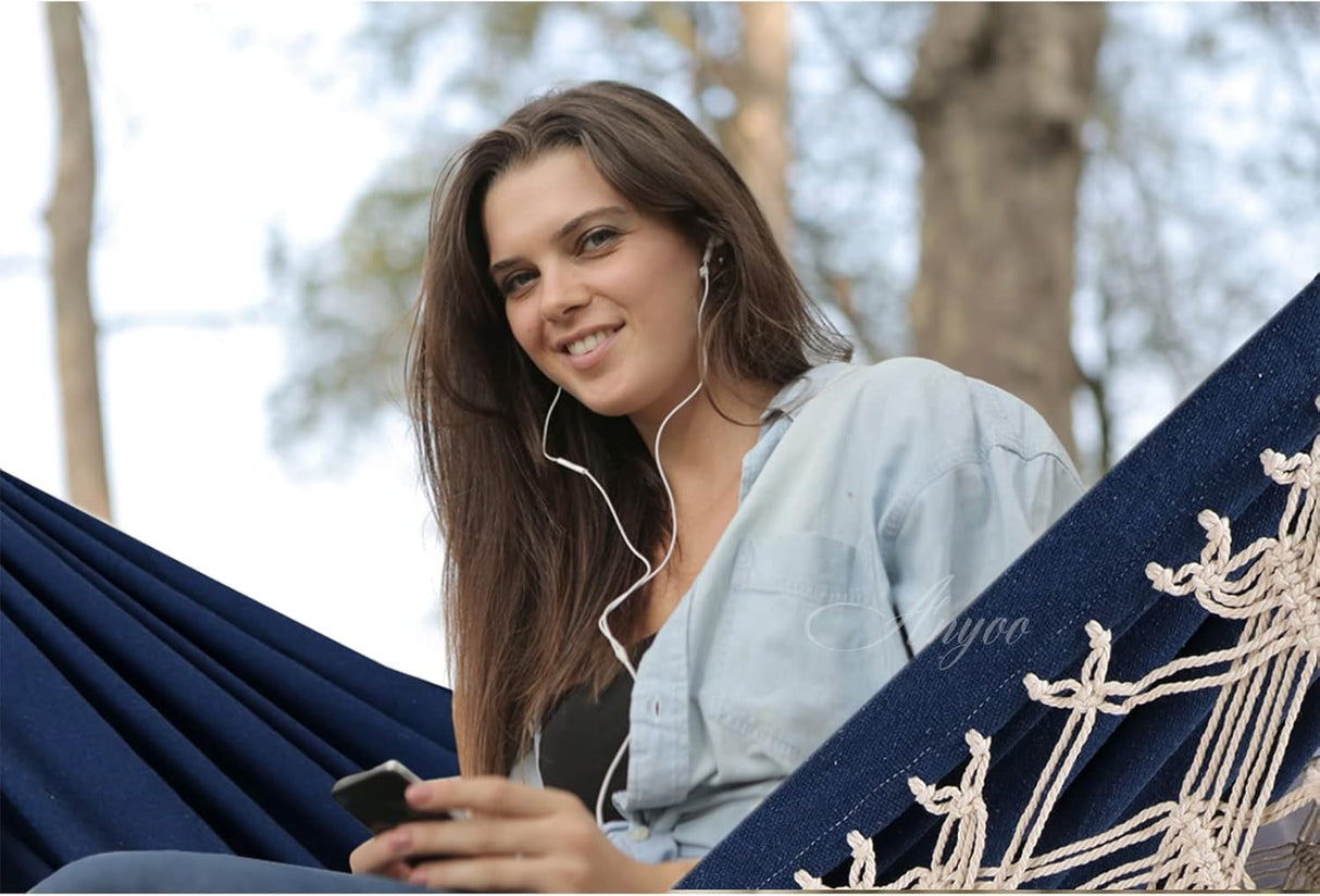 Hamaca Anyoo Garden Algodón Deluxe con Tassels, 450lbs