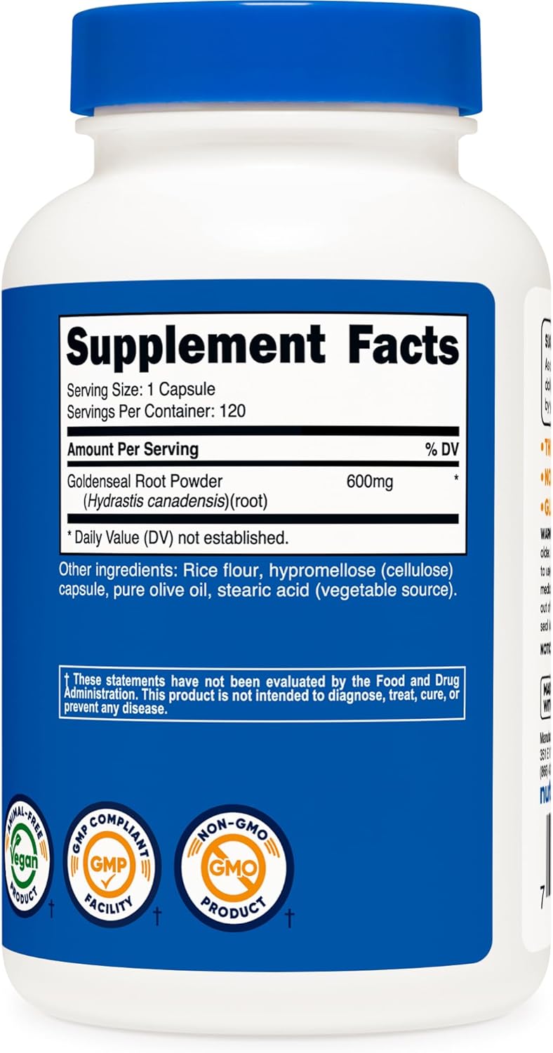 Suplemento Nutricost Goldenseal Root 600 mg, 120 cápsulas