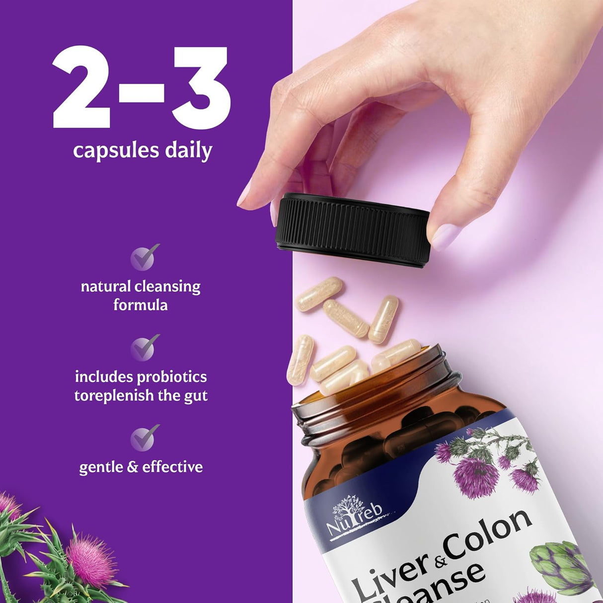 Suplementos Limpieza de hígado y colon de 30 días Nutreb