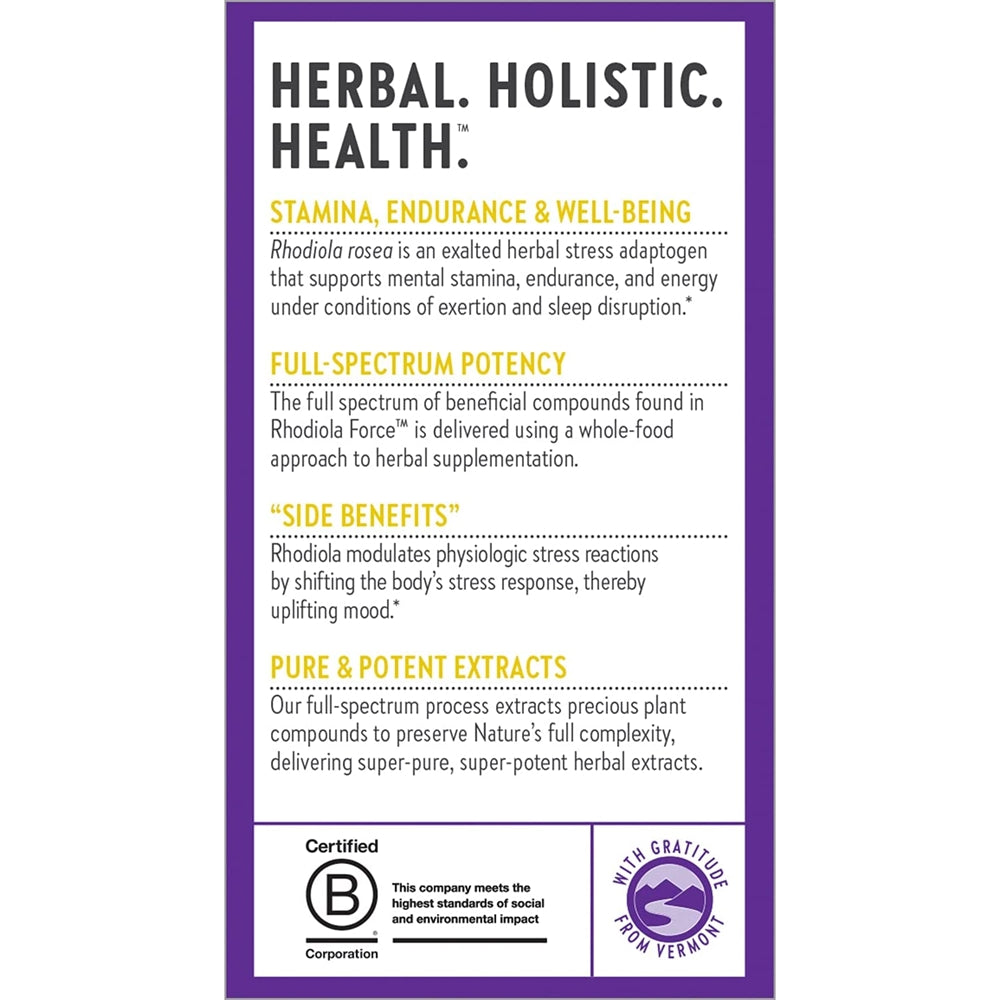 Suplemento Rhodiola Force 300 mg con potente vegana 30 und