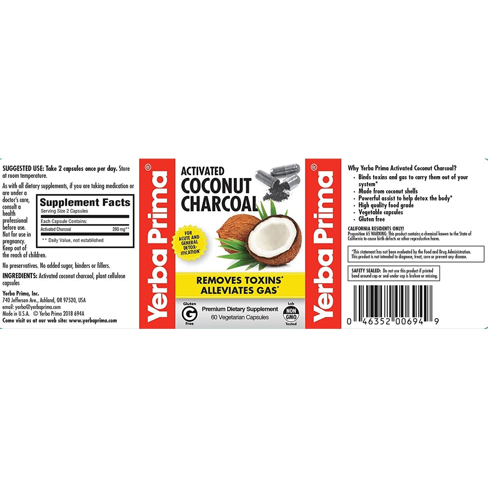 Cápsulas Vegetarianas de Carbón de Coco Activado