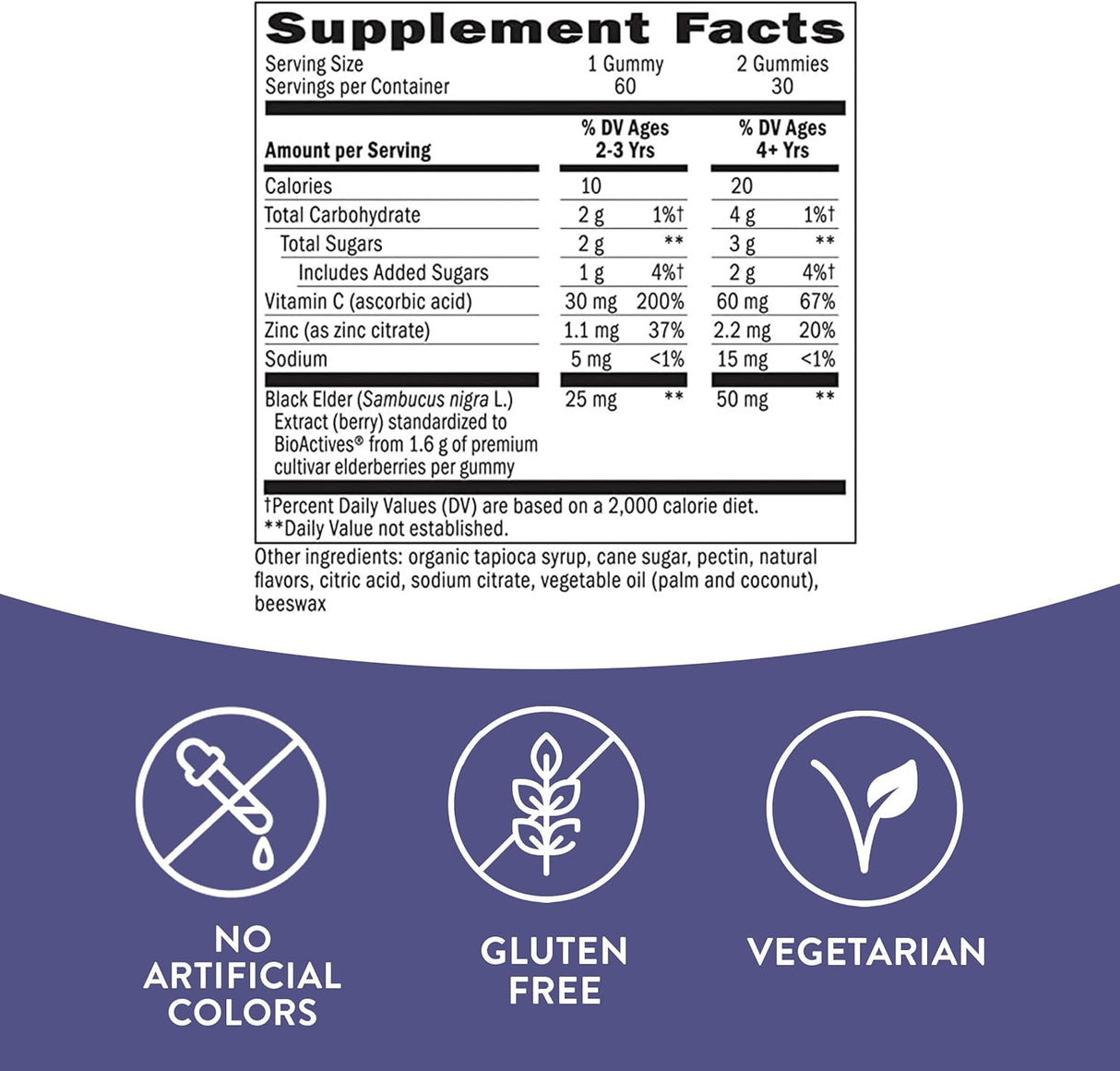 Suplementos Alimenticios de saúco con vitamina C y zinc