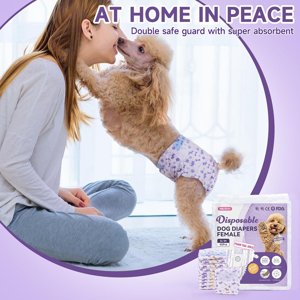 MICOOYO Pañales desechables para perras hembras cómodos