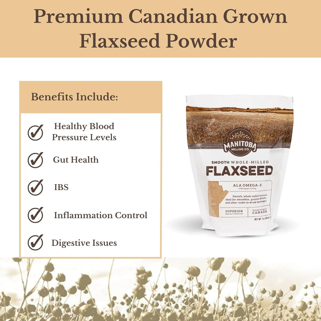 Semillas de Lino Molidas | Manitoba Milling Co | 1lb, Sin Gluten