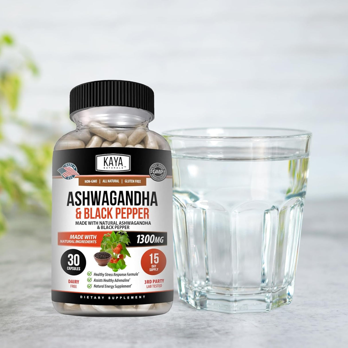 Suplemento Adaptógeno Kaya Naturals Ashwagandha 1300mg