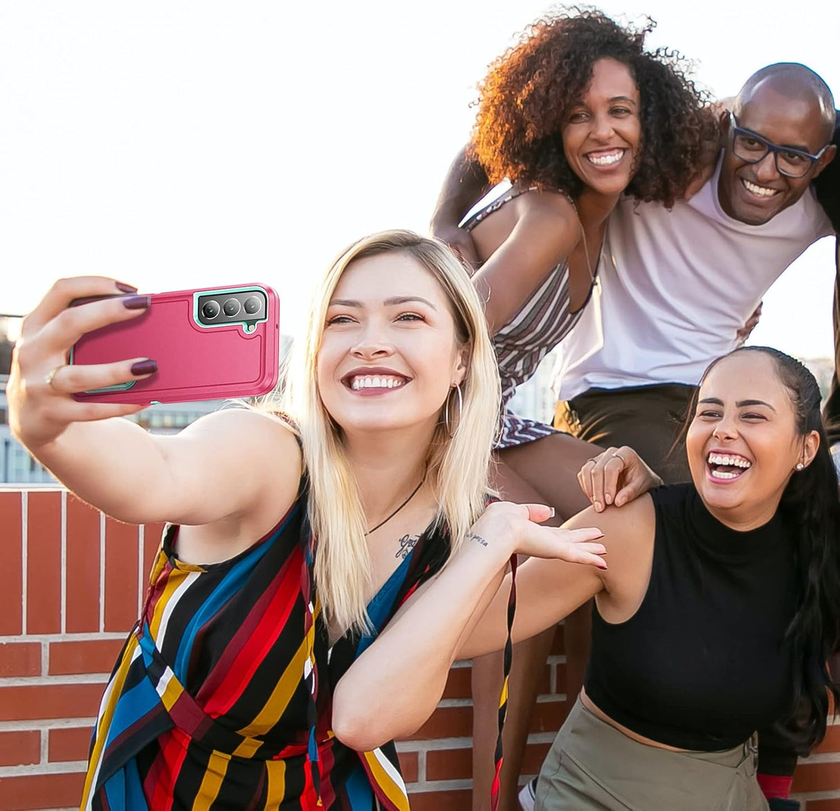 BaHaHoues Funda para Samsung Galaxy S22, Samsung S22 con soporte integrado, a prueba de golpes, polvo y caídas, de grado militar, funda protectora para Galaxy S22 5G de 6.1 pulgadas (rosa/azul aguamarina)