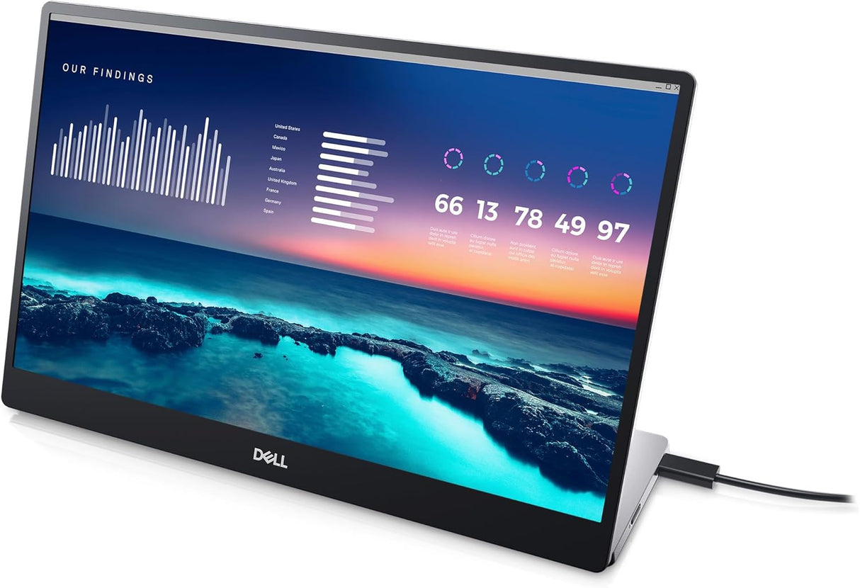 Monitor portátil Dell de 14 FHD, USB-C y bajo consumo azul