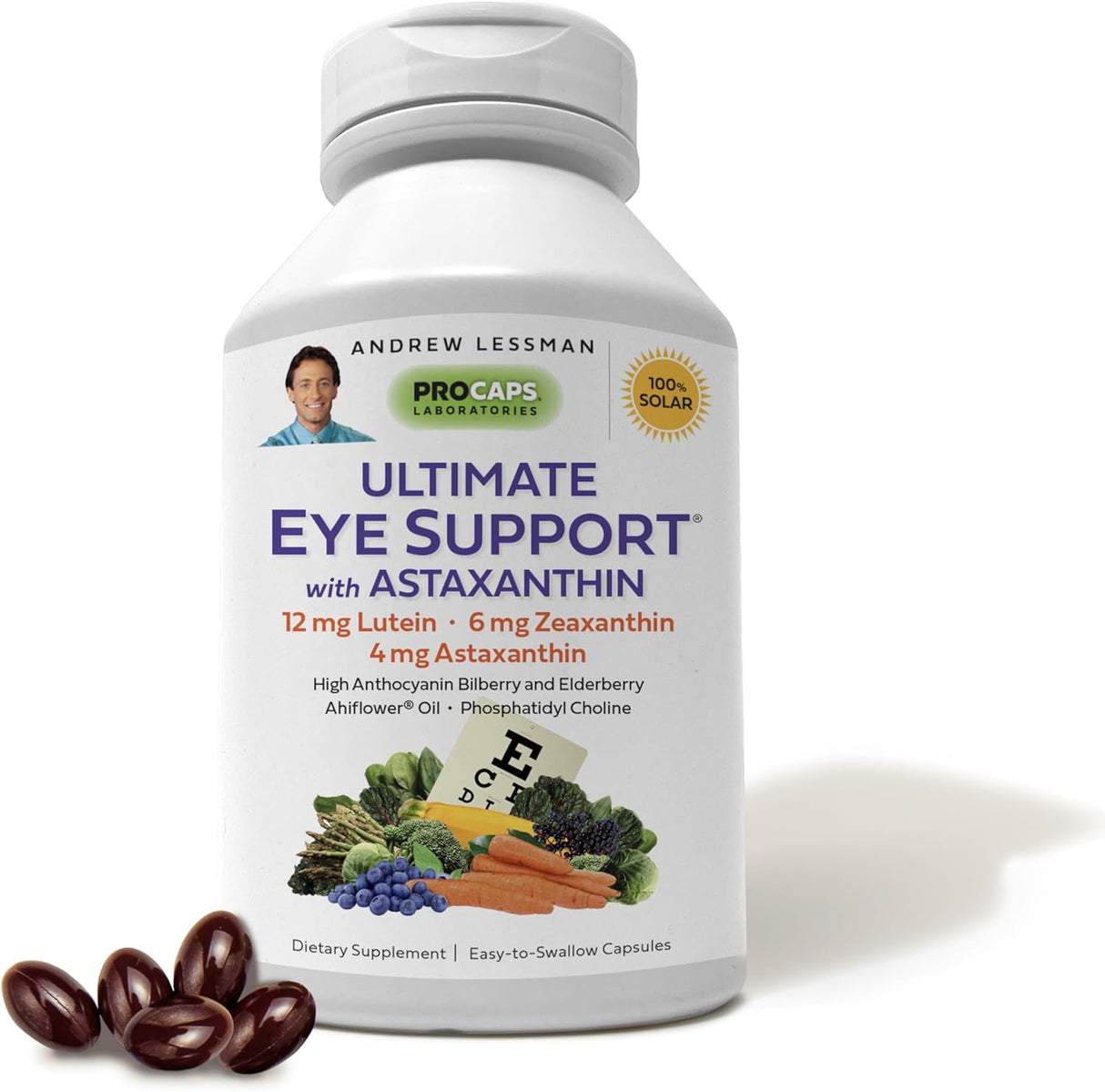 Suplemento ocular Andrew Lessman, 60 gelatinas, sin aditivos