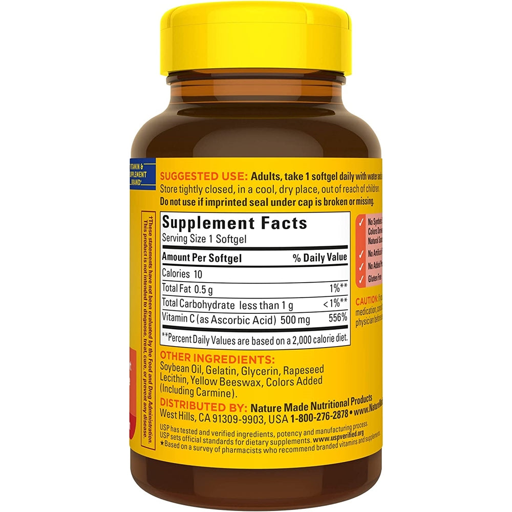 Suplemento Vitamina C 500 mg apoyo inmunológico 60 cáp