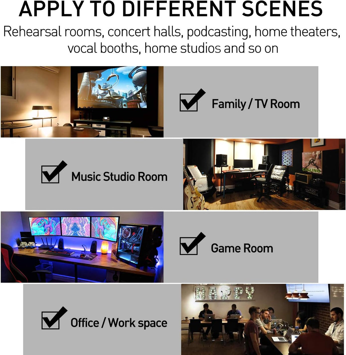 Paneles Acústicos 50 Pck Alta Densidad 1x12x12 Wedge