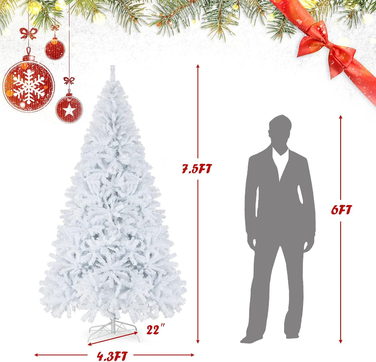 Árbol de Navidad Artificial 7.5ft Goplus, Pino Premium, Unlit