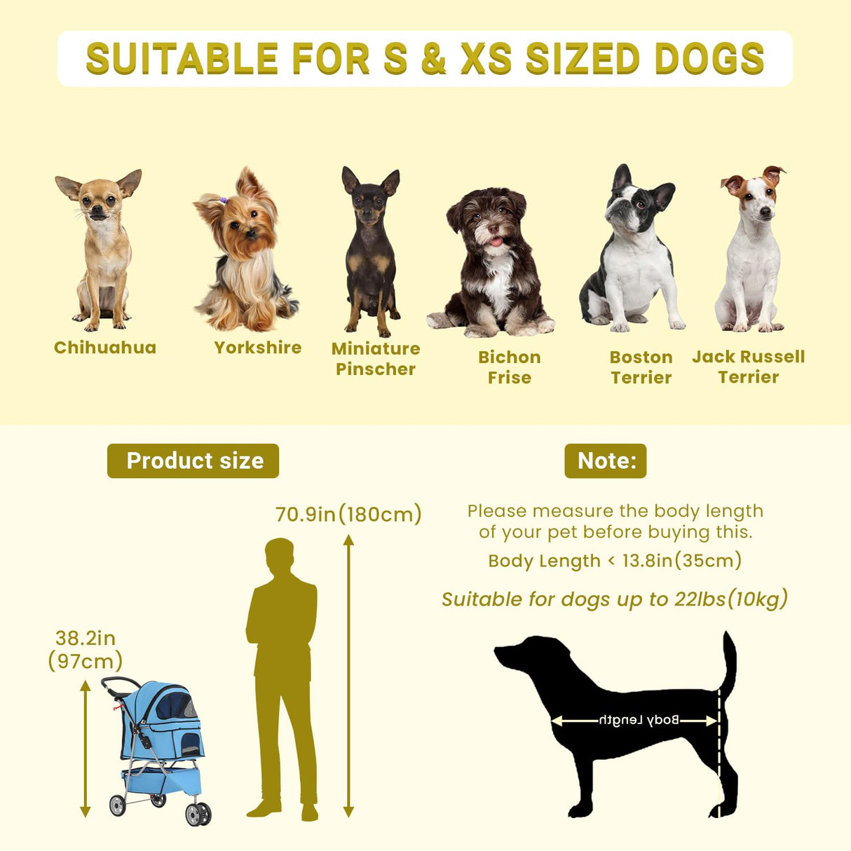 Carrito Plegable para Mascotas, 3 Ruedas, Cubierta Clima, Modelo X